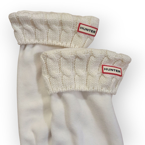 Hunter Boot Liner Socks Cable Knit Fleece Cream Off White Large 8-10 W, 7-9 M - Picture 4 of 9